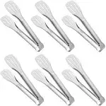 JXHAPY Serving Tongs Kitchen Tongs,Buffet Tongs, Stainless Steel Food Tong Serving Tong,small Tongs 6 Pack (9 inch)