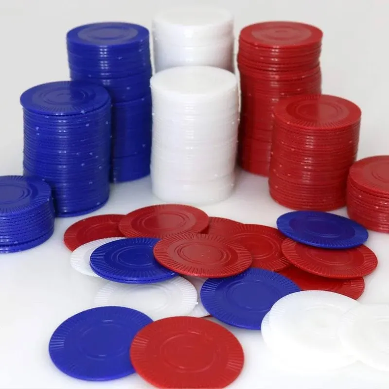 GiftExpress Lot of 300, Plastic Poker Chips for Kids Game Blue/Red/White 