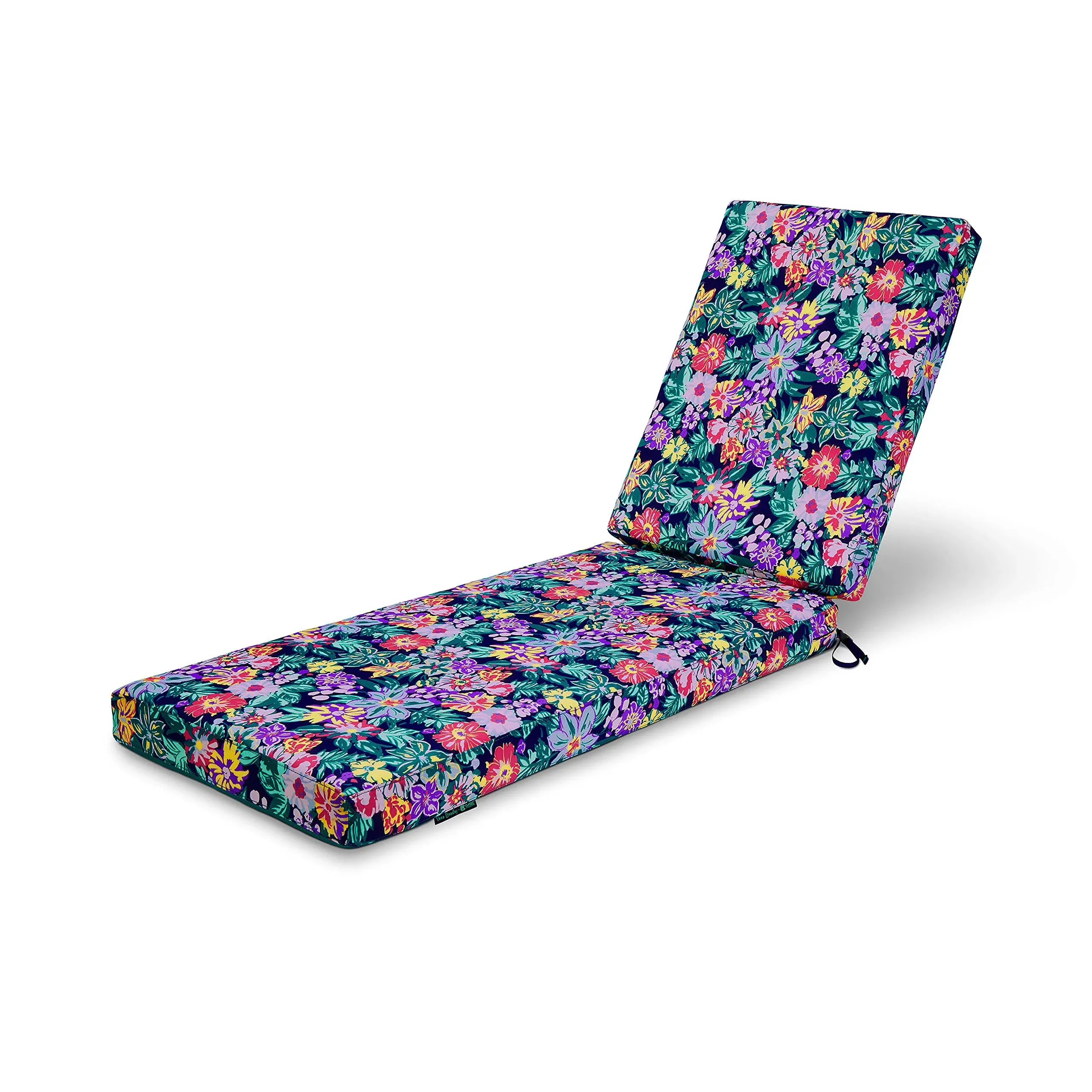 Classic Accessories for Vera Bradley Water-Resistant Patio Chaise Lounge Cushion, 26 x 48 x 32 x 3 Inch, Happy Blooms