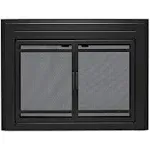 Uniflame Kendall Black Cabinet-style Fireplace Doors with Smoke Tempered Glass, Large