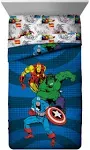 Marvel Avengers Good Guys Twin Full Comforter  Colorful Comics Kids Bed