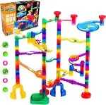 Marble Genius 115 pcs Glow Marble Run Track Race Starter Set for Kids Age 4+, Glow in The Dark, STEM Educational Building Block, Color Instruction Manual, Christmas & Thanskgiving Gifts for Kids