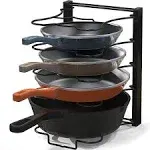 Simple Houseware Iron 5 Compartments Height Adjustable Pan Organizer, Black