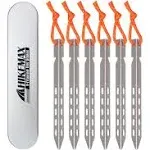 Ultralight Titanium Tent Stakes 6 Pack - V-Shaped Tent Pegs with Reflective Pull Cords - Made for Camping