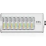 Rechargeable AAA Batteries with Charger, 8 Pack 1100mAh NiMH Triple AAA Batte...