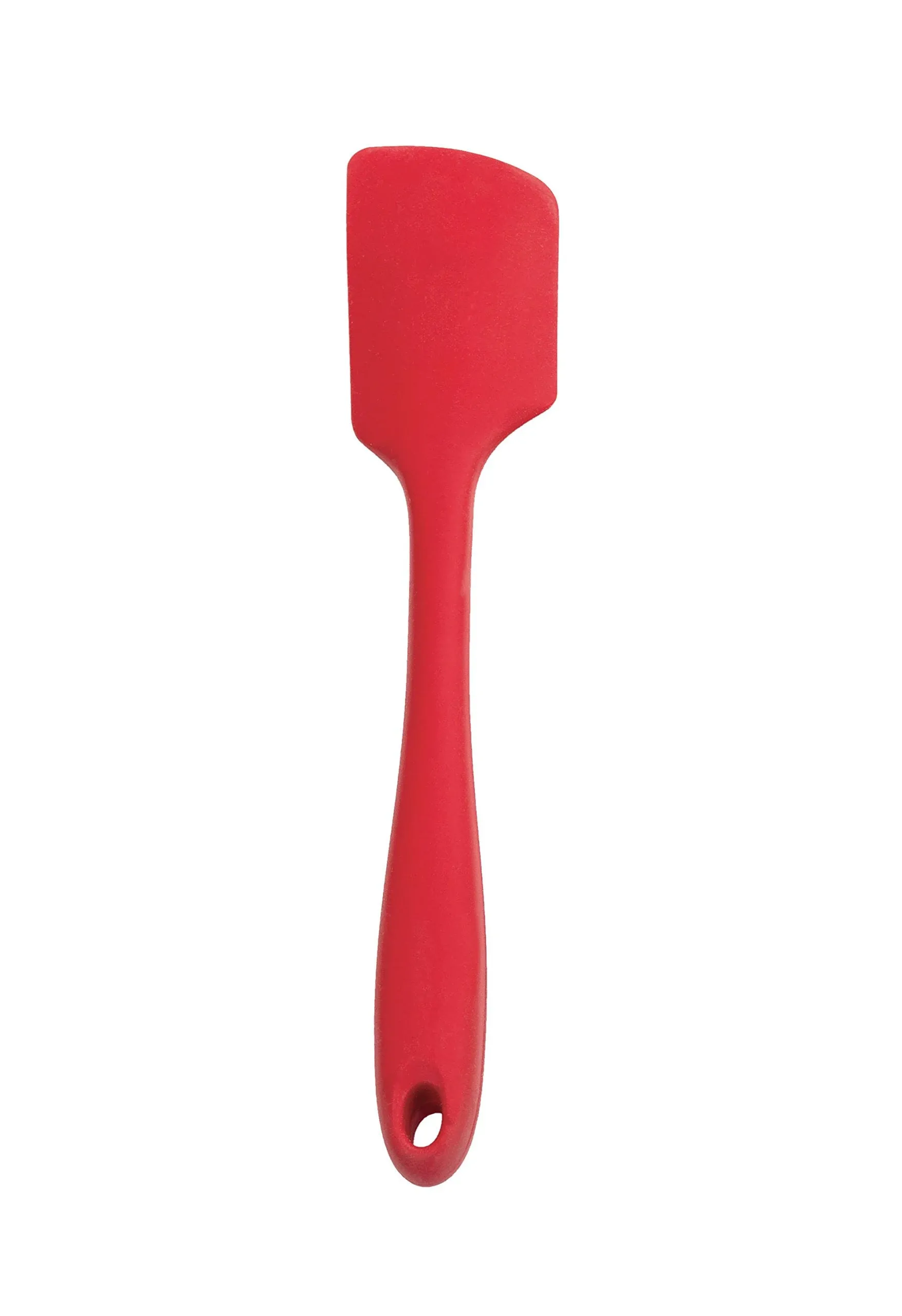 RSVP International Ela Series Heat Resistant Cooking & Baking Strong Silicone Wrapped Steel Rubber Scraper, Spatula, 11x2, Red