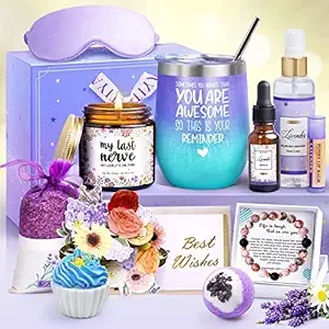 Gifts for Women, Birthday Gifts for Women Self Care Package Gifts for Women Pamper Gifts Baskets for Women Her,Friends,Mom,Wife 11 pcs Lavender Purple Gifts Mothers Day Gifts for women