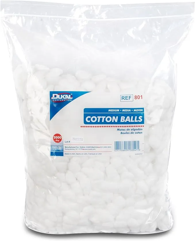 Cotton Balls. Case of 4000 Medium Cotton Balls for Wound Care. Soft and Absorbent, 100% Cotton. Non-Sterile Cotton