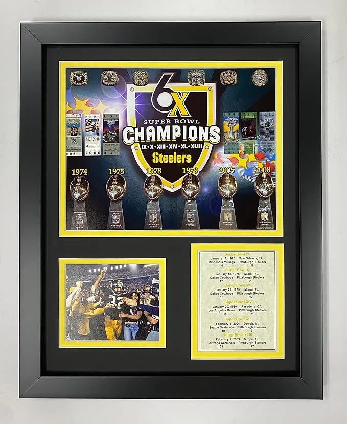 Legends Never Die Pittsburgh Steelers Super Bowl Championships Framed Photo Collage 11x14-Inch