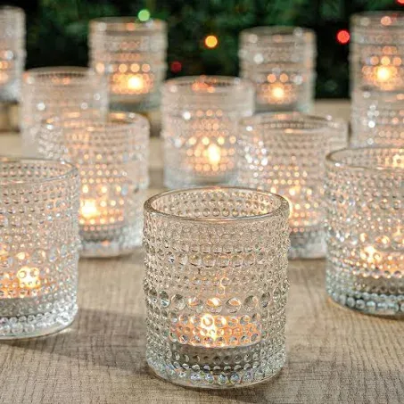 Pack Votive Candle Holders for Wedding Decor Glass DIY Wax Filling 24 Clear