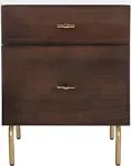 Genevieve 2 Drawer Nightstand, White/Gold