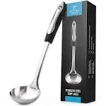 Zulay Kitchen Stainless Steel Cooking Utensil - Stainless Steel Kitchen Utensil - Durable Kitchen Gadgets - Metal Kitchen Accessories - Easy to Clean Kitchen Tools - 12" Soup Ladle