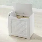 BrylaneHome Louvre Seat Hamper - White