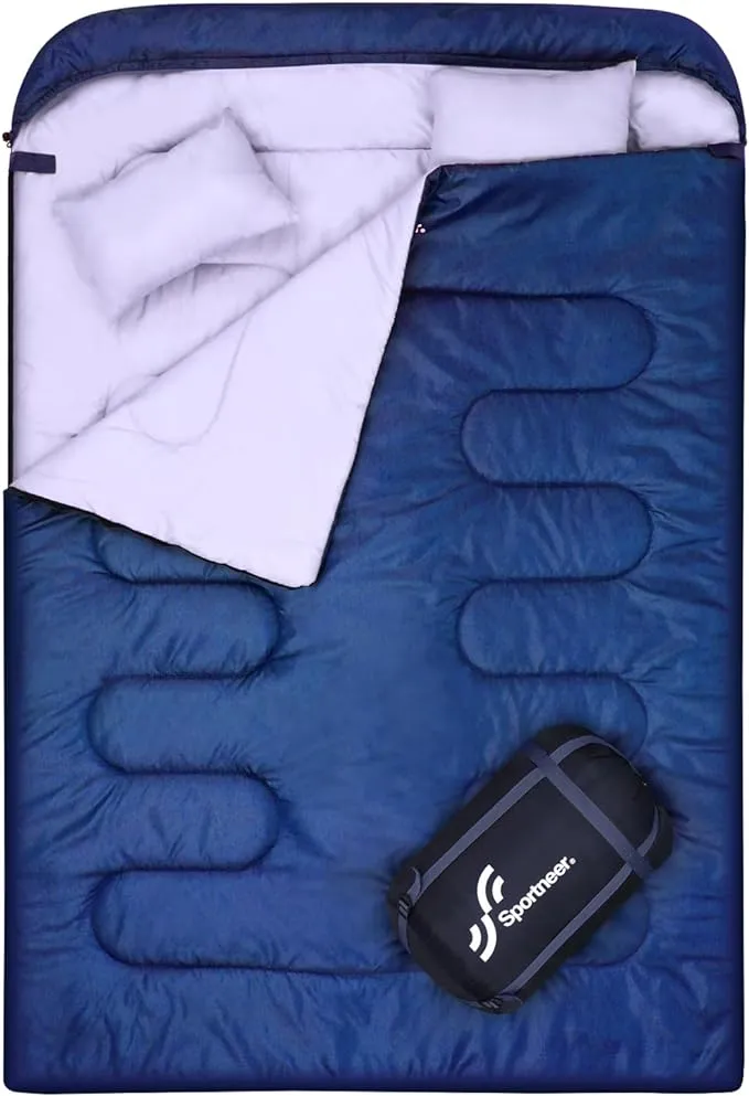 Double Sleeping Bag for Adults,  2 Person Sleeping Bags for Adults with 2 Pillow