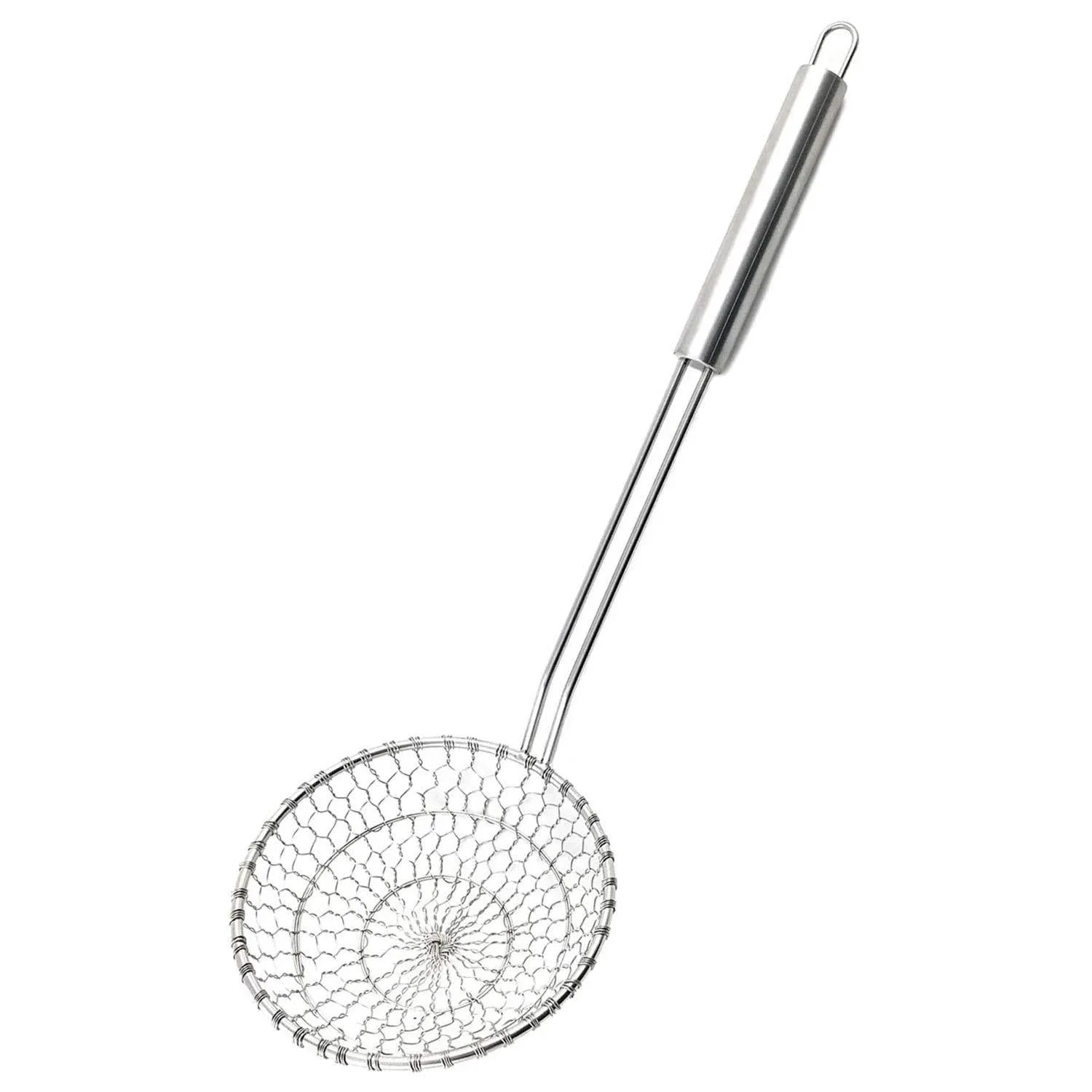 Best Utensils Asian Kitchen Stainless Steel Spider Strainer Professional Wire Skimmer with Spiral Mesh (5-Inch Strainer Basket)…