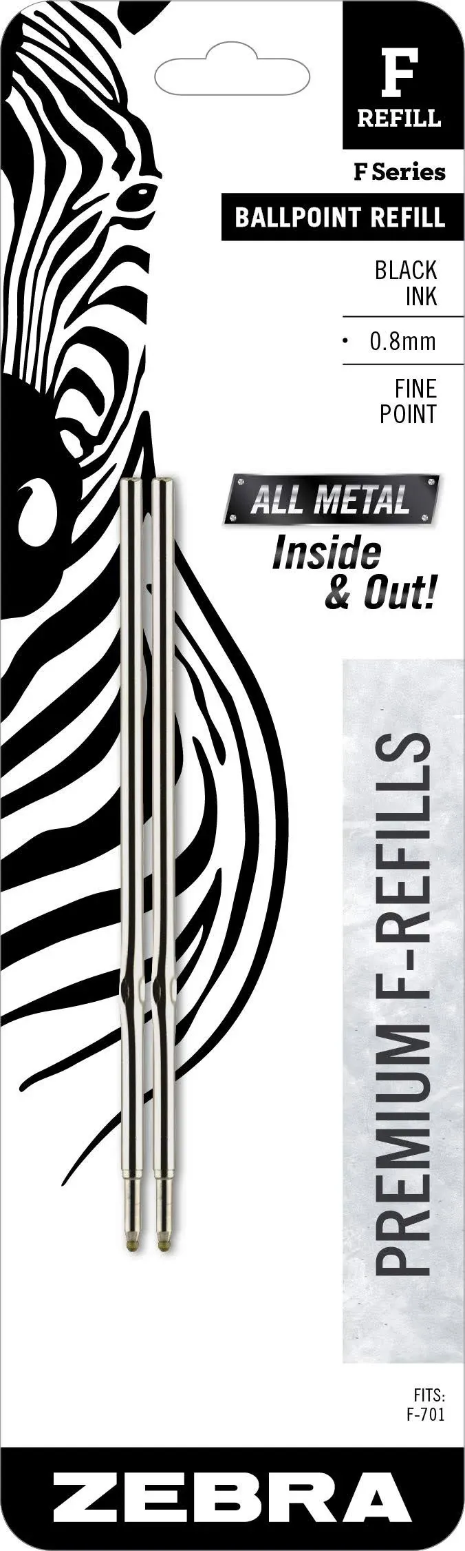 Zebra F-Series Ballpoint Stainless Steel Pen Refill