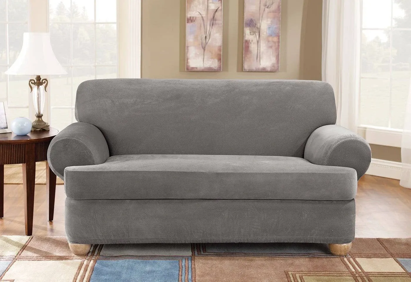 SureFit Stretch Pique Loveseat Slipcover, 2-Piece