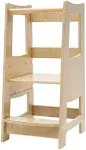 Toddler Kitchen Step Stool with Safety Rail Kids Wooden Standing Tower for Kitch