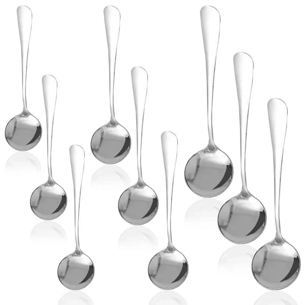 Set of 9, Stainless Steel Round Soup Spoons, SourceTon 3 Sizes of Soup Spoons ...