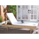 Safavieh Cam Polyester/Wicker/Steel Frame Outdoor Sun Lounger in Black and Beige