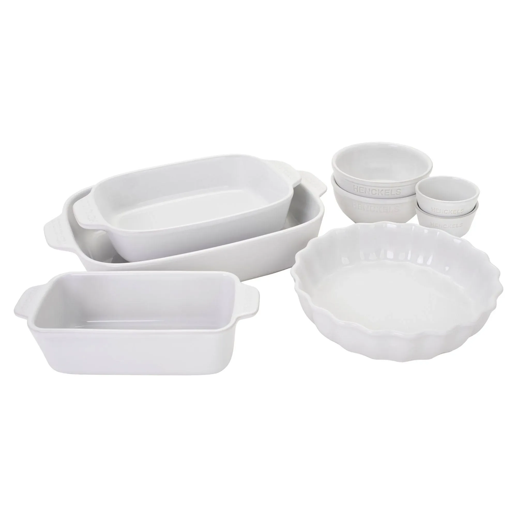 HENCKELS Ceramics 8-pc Mixed Bakeware, White