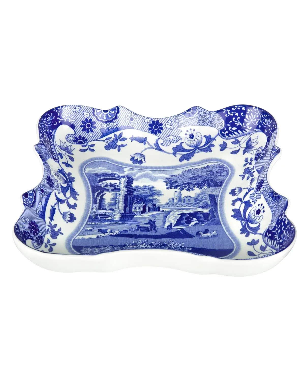 Spode Blue Italian Devonia Tray | Serving Bowl | Made of Porcelain | Shallow Serving Bowl for Salad, Pasta, and Fruit | Measures 7.5 inch | Dishwasher Safe