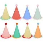 Meri Meri Birthday Party Hats, Pack of 8 Bright and Colorful Cone Birthday Hats for Kids & Adults, Cone Party Hats