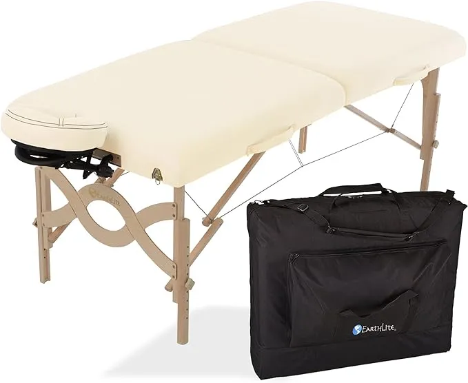 EARTHLITE Portable Massage Table Package AVALON – Reiki Endplate, Premium Flex-Rest Face Cradle & Strata Cushion, Carry Case (30”x73”)