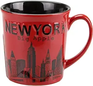 Torkia - New York Big Apple City Skyline Jumbo Ceramic Mugs - 12oz (Red)