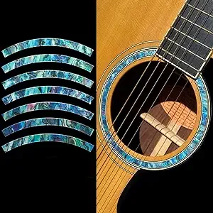 Rosette Stripe Abalone Blue Purflinng hole Inlay Sticker Decal Guitar New 