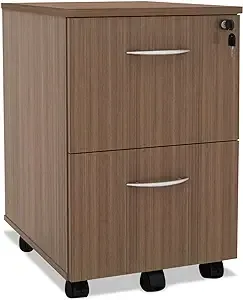 Alera VA582816WA 15.38 in. x 20 in. x 26.63 in. Valencia Series 2-Drawer Mobile Pedestal - Walnut