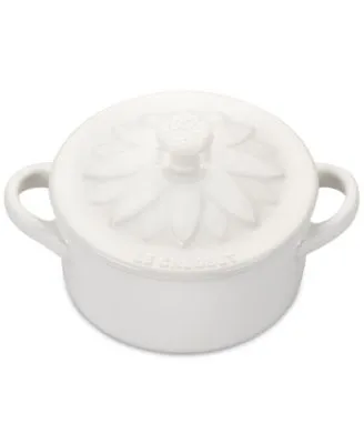 Le Creuset Stoneware Mini Round Cocotte with Flower Lid, 8oz., Caribbean