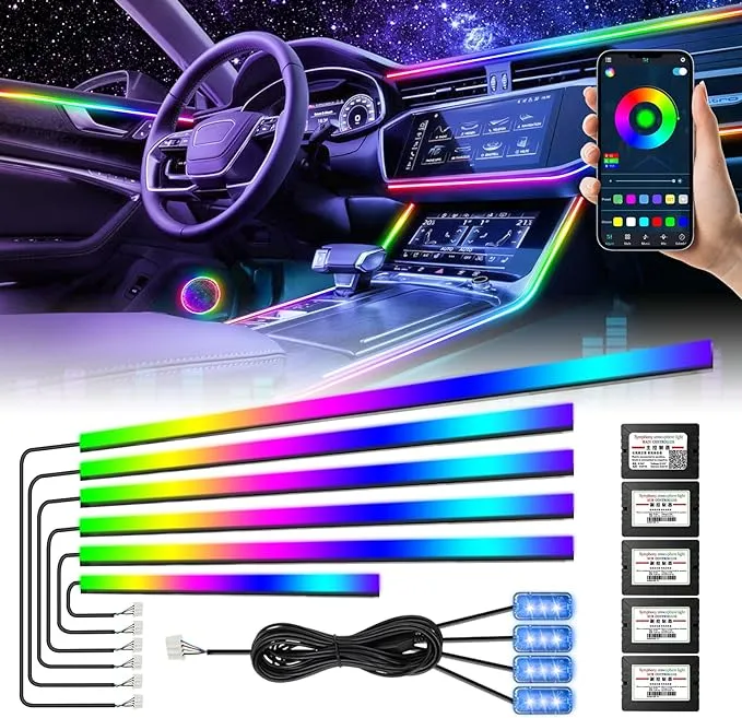 Dreamcolor Acrylic Interior Car LED Strip Light, AMKI Car Neon Light with Wir...