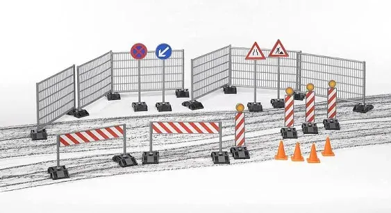 Bruder Construction Set: Railings Site Signs and Pylons