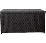 Sundale Outdoor Deluxe Wicker Deck Storage Box All Weather Patio Garden Furniture Patio Container, Black