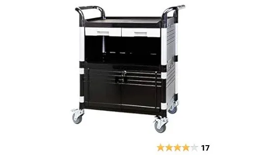 JaboEquip 3 Tier Heavy Duty Utility Cart Lockable Medical Cart Hospital Cart Lab Cart, 606 lbs Load for Lab Hospital Office, JB-3KD1, BlackJaboEquip 3 Tier Heavy Duty Utility Cart Lockable Medical Cart Hospital Cart Lab Cart, 606 lbs Load for Lab Hospita