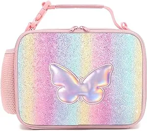 Butterfly Lunch Box for Girls kids Rainbow Lunch Bag Waterproof Thermal Insul...