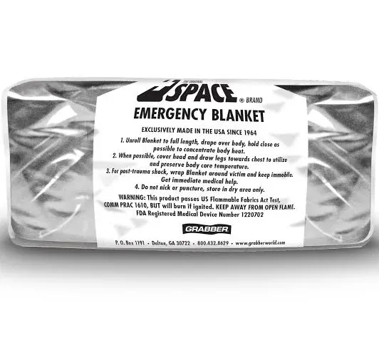 Grabber Outdoors The Original Space Brand Emergency Survival Blanket, Silver, 3oz. 56" X 84"