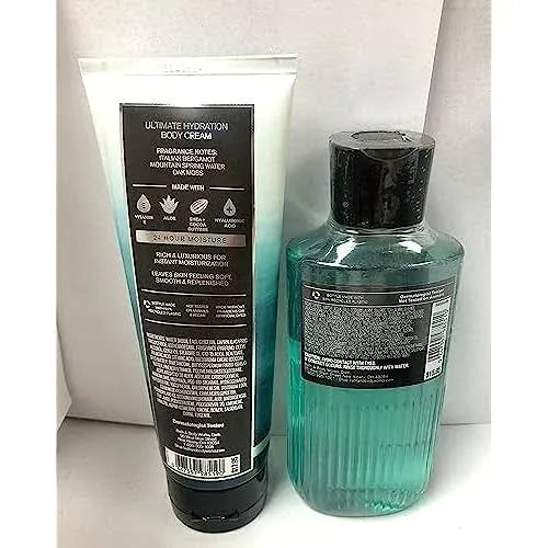 Bath and Body Works Men's Collection Freshwater 2 in 1 Hair and Body Wash 10 Oz and Body Cream 8 Oz.