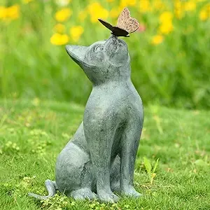 SPI Home Cat and Butterfly Curiosity Garden Statue