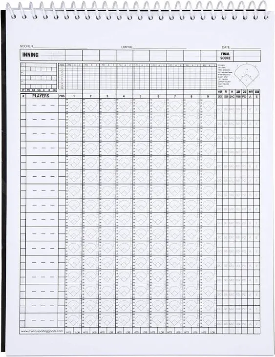 Baseball &amp; Softball Scorebook - 35 Games Score Book - Side by Side Score Keeping