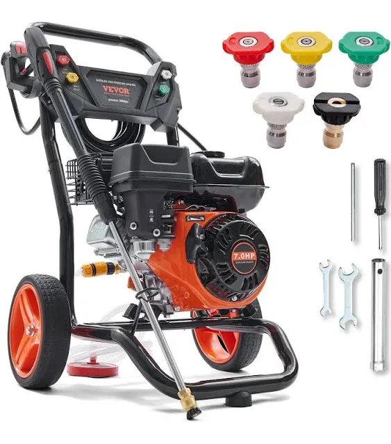 VEVOR 3600 PSI 2.6 GPM Gas Pressure Washer with 26 ft High Pressure Hose 5 Nozzles Gas Powered Washer