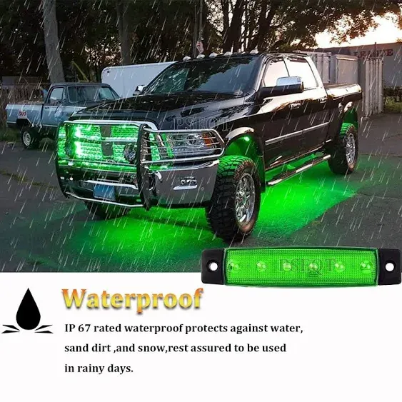 PSEQT 10 Pcs LED Rock Strip Lights Car Underglow Wheel Fender Well Lighting Kits Waterproof for Golf Cart Wrangler Offroad Truck RV UTV ATV Snowmobile (Green)