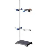 stonylab Lab Stand Set, Steel Support Stand with Rod (22.4 inch L), 4-Prong Burette Clamp, Retort Ring and 2 Boss Heads for Laboratory