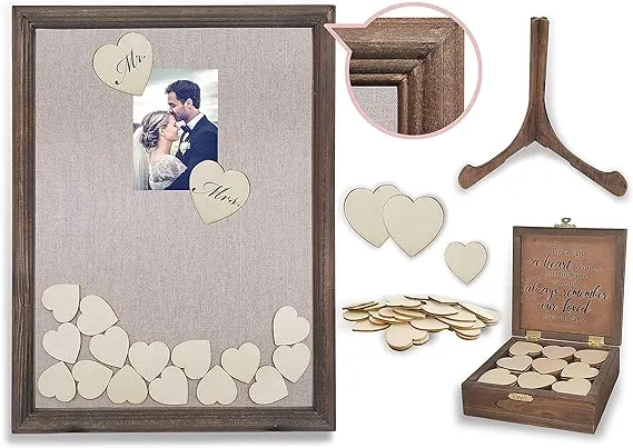 Wedding Guest Book Alternative Barn Wood Drop Top Frame With Stand 90 Wood Heart