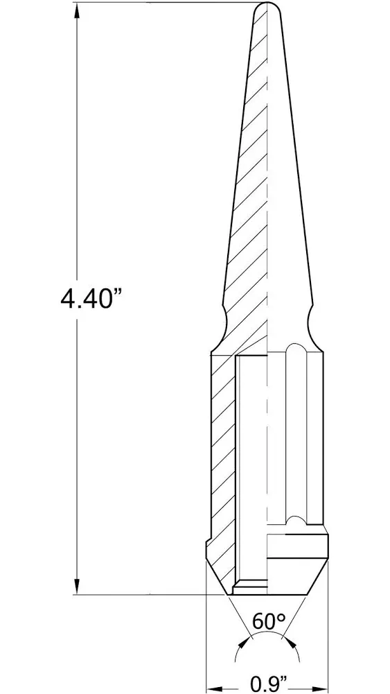 Spline Drive Spike Acorn Lug Nut Chrome 1/2-20 4.4" Long | Lug Nut Guy 24