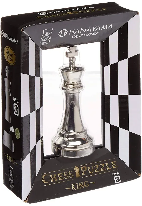 BePuzzled Hanayama Metal Cast King Chesspiece Puzzle Find Lucky Coins, Advanced Challenging Brain Teaser Game for Kids Age 8 & Above (Level 2)