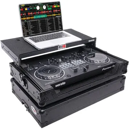 ProX X-DDJREV1LTBL ATA Black Road Case For Pioneer DDJ-REV1 Control+Laptop Shelf