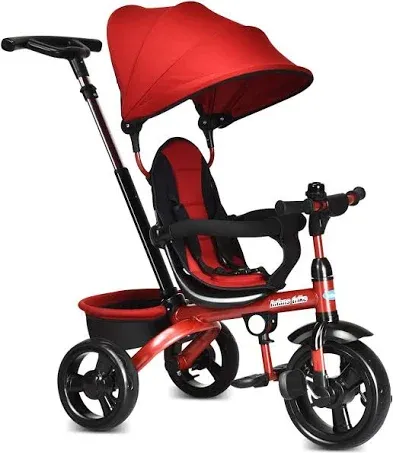 INFANS Kids Tricycle, 4 in 1 Stroll Trike with Adjustable Push Handle,