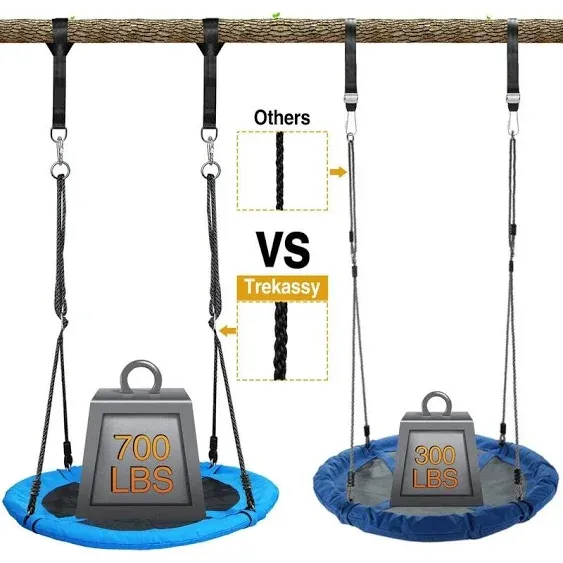 700lb 40 Inch Saucer Tree Swing for Kids Adults 900D Oxford Waterproof with 2pcs Tree Hanging Straps - N/A